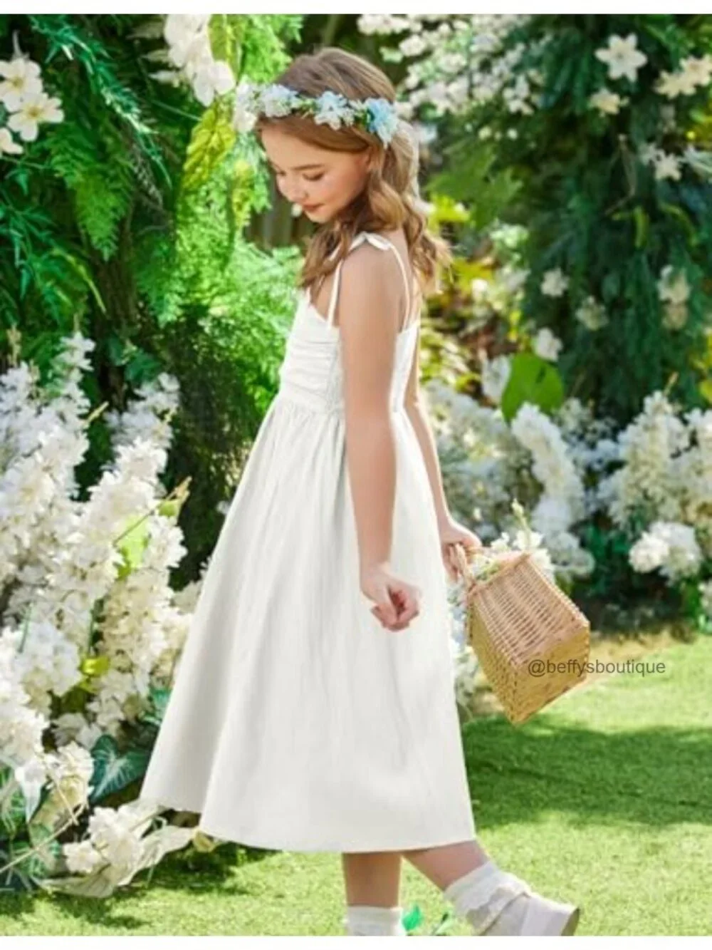 Girls Spaghetti Strap Ruched Flowy Sundress 97% Polyester 3% Spandex